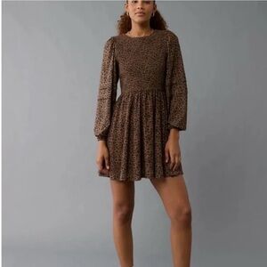American Eagle Leopard Print Brown Dress
